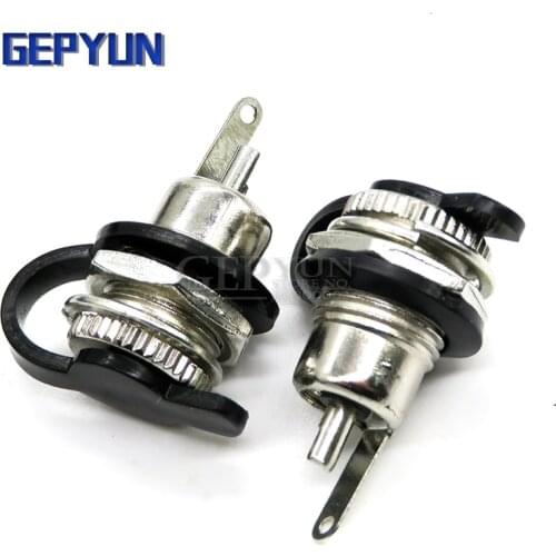 2 Pairs DC099 DC Power Socket Female Panel Mount Connector Metal DC-099 Open Hole 11MM 5.5*2.1mm/5.5*2.5mm with Waterproof Cap