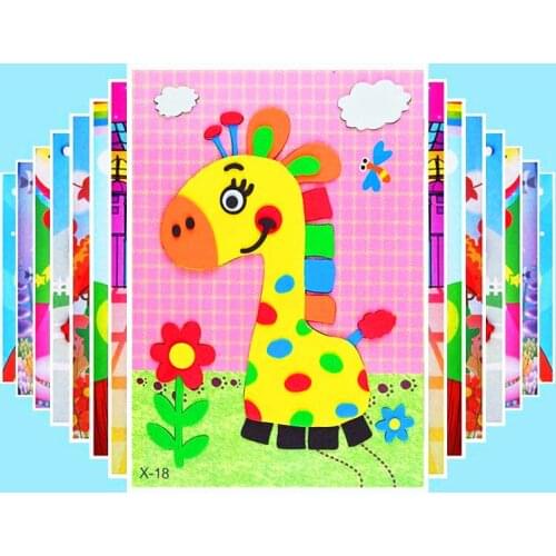 5 Pcs/set Cartoon Animal 3D EVA Foam Sticker Puzzle Kindergarten Kids DIY Handmade Material Kit Brain Game Education Toys
