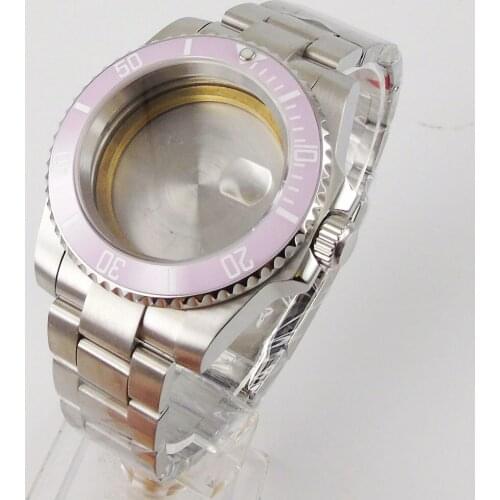Nologo 40mm Automatic Steel Watch Case for NH35A NH36A Movement Strap Sapphire Glass Screw Crown