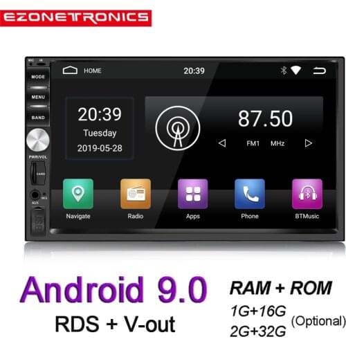 2Din Car Stereo GPS 2G+32G Car Multimedia Player Android 9.0 Bluetooth Music Audio Video WiFi 7 inch Touch Screen SD USB RDS SWC