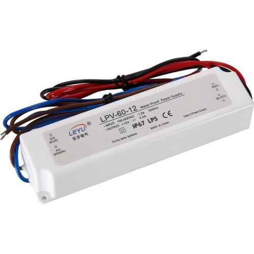 CE ROHS Approved Unit Single Output Waterproof LED Driver 5 12 15 24 36 48V LEYU LPV-60 series Switching Power Supply