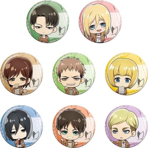 Attack On Titan Anime Badge Levi Eren Ackerman Erwin Smith Armin Arlelt Zoe Hange Hans Blouse Art Metal Badge Brooch Pins