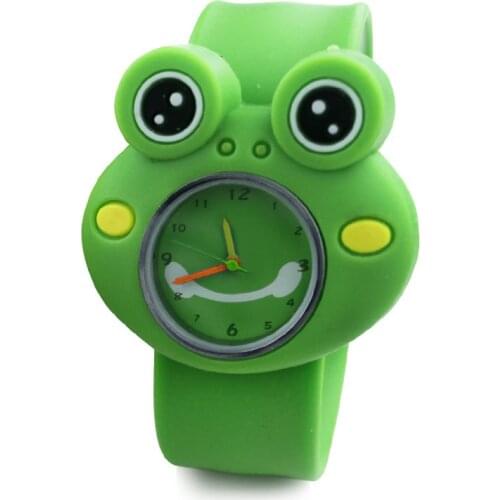Digital Slap Watch Cute Frog Slap Watches Cute 3D Cartoon Animal for Boys Girls Gifts Kids Green Quartz Wrist Watches Clock