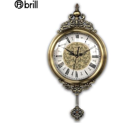 Nordic American Wall Clock Retro Metal Living Room Large Gold Watch Vintage Silent Wall Watches Home Decor Pendule Murale Gift
