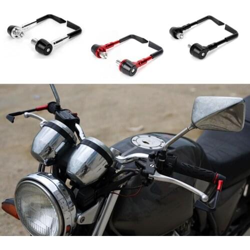 Black Red Motorcycle CNC Anti Fall Brake Clutch Levers Handguard Hand Grips Handle Bar Protector For Bike Harley ATV Dirt