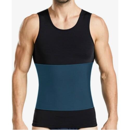 Men Body Building Tops Posture Corrector Slimming Boobs Shaper Compression Belly Abdominal Underwear Elastic Sleeveless Prayger