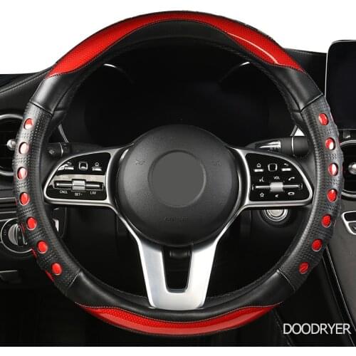DOODRYER Carbon Fiber Leather Car Steering Wheel Cover For LADA Granta Kalina Vesta Niva Xray Priora
