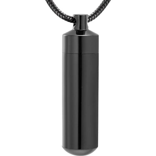 IJD10272 Secret Stash Cylinder Keepsake Jewelry Hold Pet&Human Ashes,Stainless Steel Pendant with Glass Tube Inside