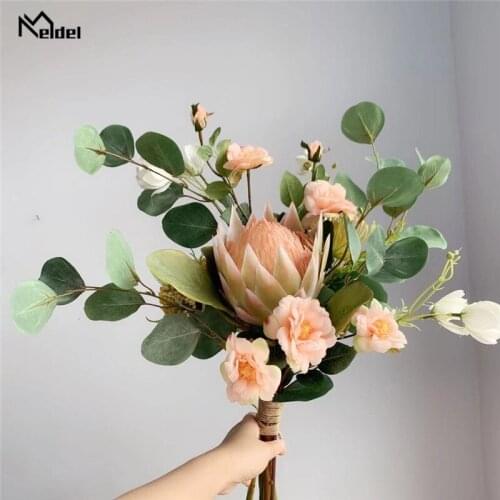 Meldel Forest Artificial Wedding Flowers Bridal Fake Bouquet Centerpiece Decoration for Table Bridesmaid Marriage Supplies Flore