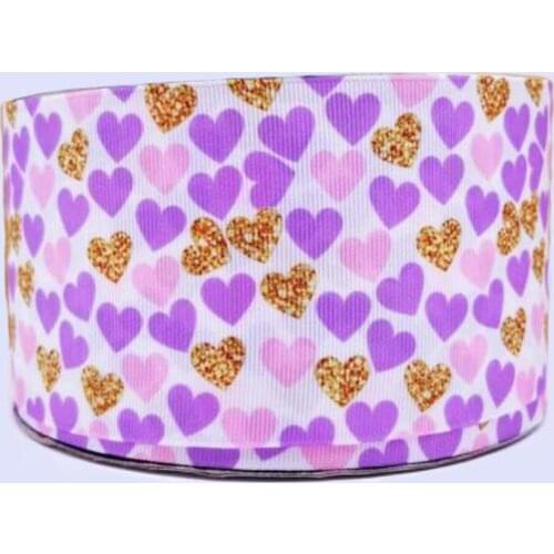 25 38mm heart-shaped ribbon 10 yards purple DIY handmade gift package valentines day decoration bow Grosgrain ribbons