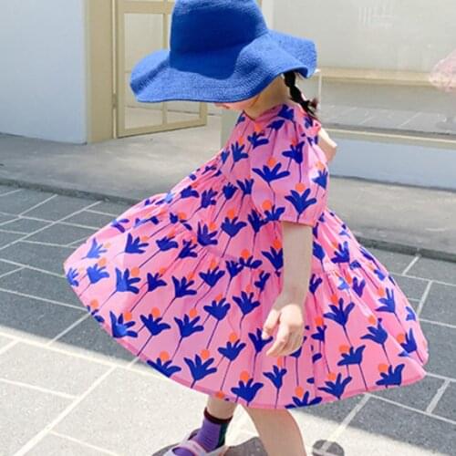 Summer Girls Dress Fashion Bright Bright Color Flower Dresses Big Large Loose Cute For Girls Dresss Baby Kids ChildrenS Clothes