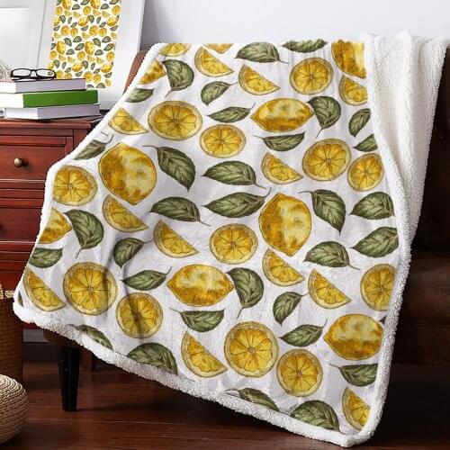 Lemon Graffiti Texture Throw Blanket Soft Fleece Blankets Winter Blanket Portable Picnic Blankets Bedclothes