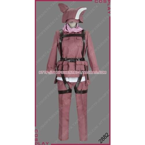 Sword Art Online Gun Gale Online Fatal Bullet Kohiruimaki Karen LLENN Pink Devil Uniform Outfit Game Cosplay Costume S002