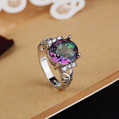 MENGYI Fashion Elegant Womens Jewelry 9 2 5 Ring Mystic Fire Rainbow Stone Rings Wedding Jewelry Party Gift Wholesale