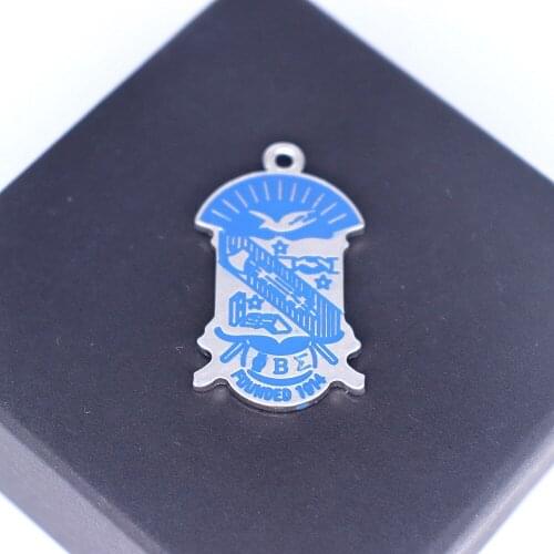 Metal Crafts Blue Enamel Phi Beta Sigma Founded 1914 Pendant Charm Sister Brother Service Souvenir Gift Jewelry Accessory Custom