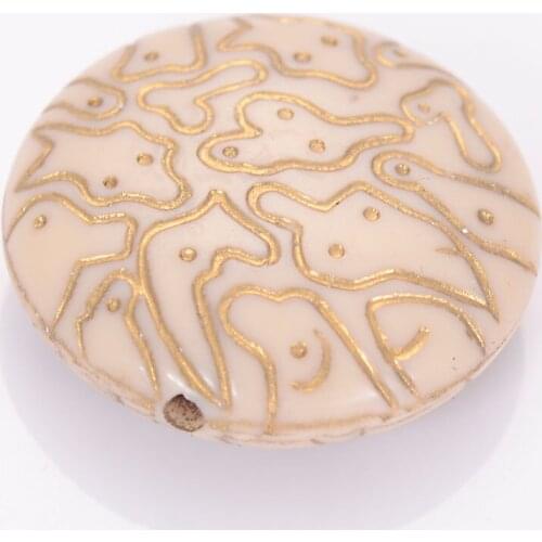 Misaol 25 Pcs Vintage Plating Acrylic Stripe Flat Round Antique Design Spacers Beads For DIY Jewelry Making Accessories