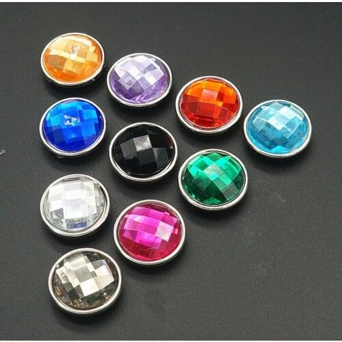 Fashion beauty 10pcs mixed Colorful Round Multi-faceted Resin 20MM snap buttons fit snap bracelet snap jewelry wholesale NS0013