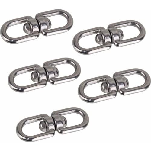 Marine Mooring M6 Eye to Eye Swivel 304 Stainless Steel Silver Tone Ring 5PCS