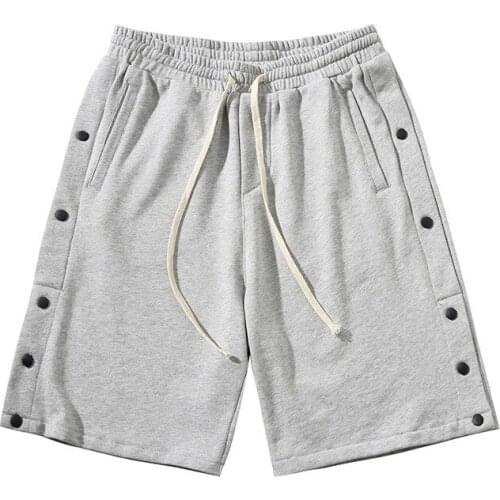 2020 New Arrival Cotton Drawstring Solid Button Men Short Fashion Brand Loose Straight Tube Style Summer Casual Shorts Homme