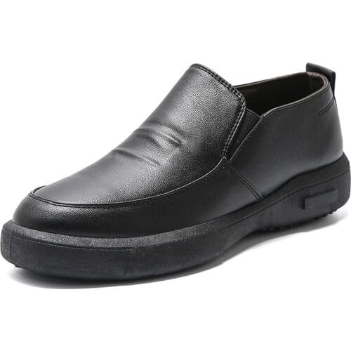 2021 Spring Autumn New Concise Style Boat Shoes Breathable Slip-on Flat Leather Casual Shoes for Man with Platform Waterproof