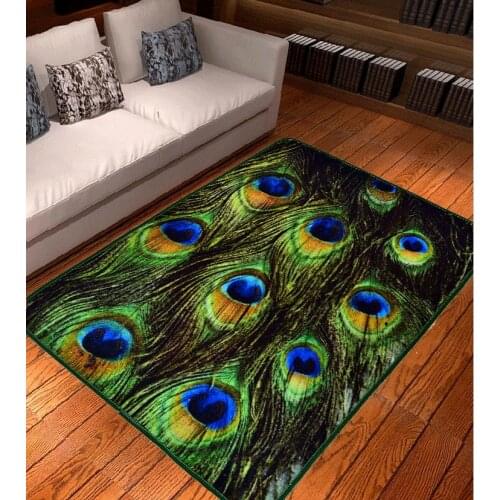 80X120CM 3D Chinese Style Peacock Feathers Carpets For Living Room Soft And Luxurious Rugs And Carpets Door Mat Bedroom Area Rug