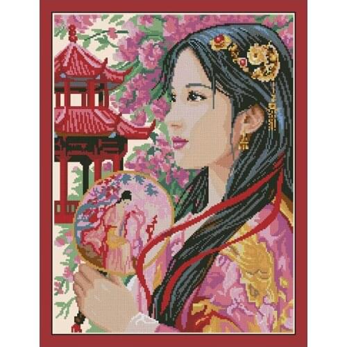 11/14/16/18/22/25/28 color aida Counted Cross Stitch Kit Princess of Asia Chinese Japanese Lady Girl Woman luca-s luca