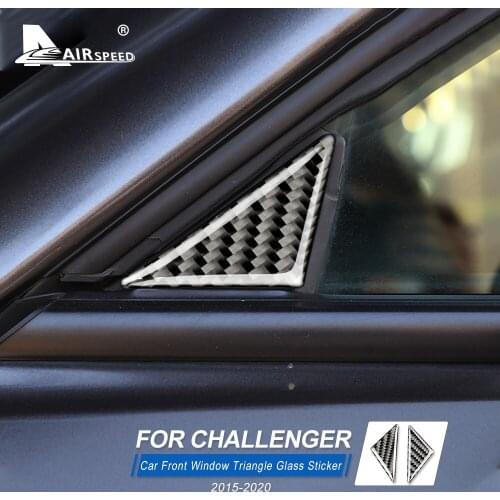 AIRSPEED for Dodge Challenger 2015 2016 2017 2018 2019 2020 Accessories Carbon Fiber Front Window Triangle Glass Trim Sticker