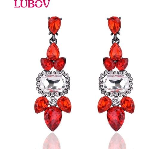 New Style Geometric Acrylic Crystal Drop Earrings Women Rhinestone Decoration Long Dangle Piercing Earrings Wedding Jewelry