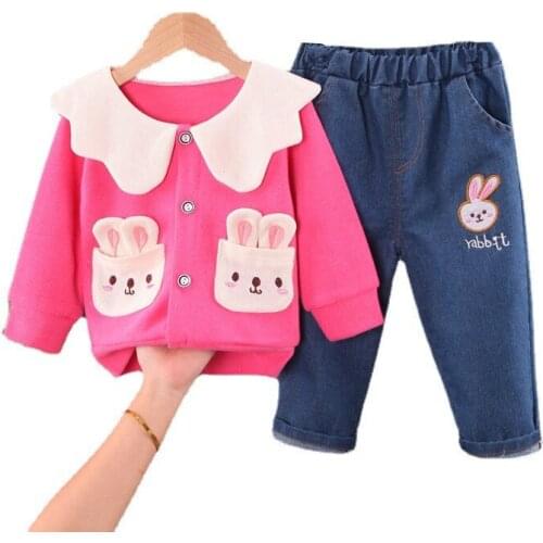 New Spring Autumn Baby Girl Clothes Suit Fashion Cute Children Coat Pants 2Pcs/Set Toddler Sport Casual Costume Kids Tracksuits