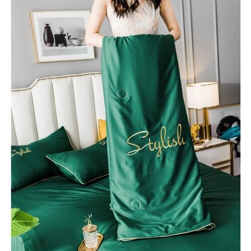 Solid Color Silk Summer Quilts Bedspreads Bed Coverlets Cover Set Reversible Silk Throw Lightweight Bedspreads for Room Decor