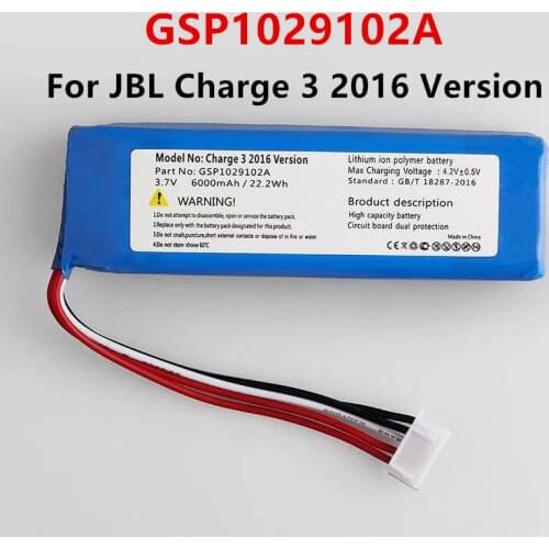 Original GSP1029102A 6000mAh Replacement Battery For JBL Charge 3 2016 Version Charge 3 Speaker Batteries