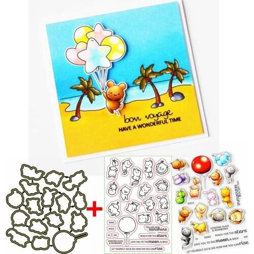 Sending Hugs&Rainbows Clear Stamp+Die Cut Adorable Animals+Phrase stamps and dies 2020 For DIY Card Making