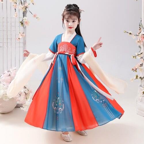 2021 Baby Girl Dress Hanfu Traditional Girls Stage Performance Dress Toddler Girls Chinese Costumes Oriental Chinese Style