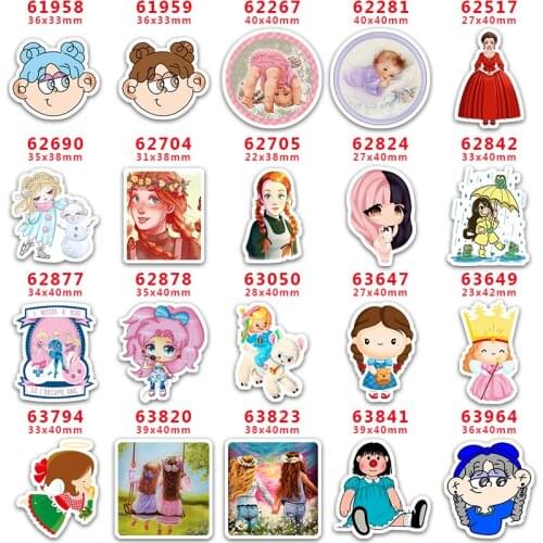 DIY Craft Supplies Sewing Accessories Cartoon Little Girl Printed Planar Resins Mold 10 Pieces. PR-61958