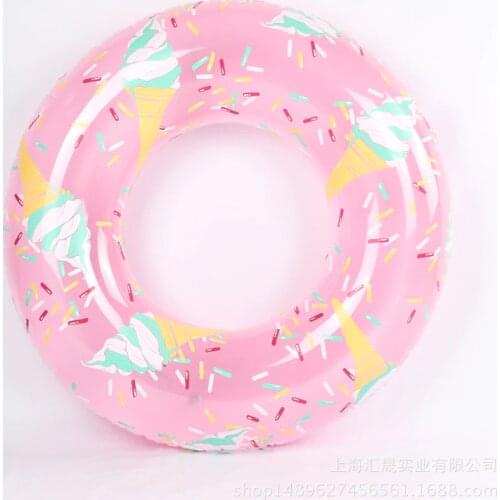 Pink Donut Circle 115cm Giant Ice Cream Swimming Ring Pool Floats Inflatable Tube Adult Kids Summer Water Fun Toys Air Mattress