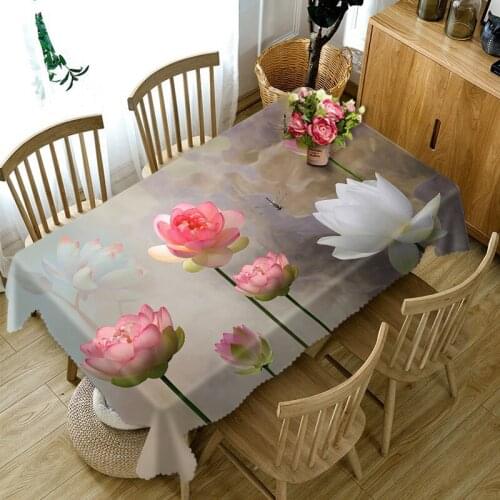 Tablecloth Lotus 3D Printed Table Cover Dining Customizable Table Cloth High Quality Home Decoration Table Cover