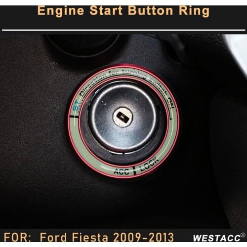 Alumnium Luminous Car Engine Start Close Button Ring Decoration Cover Trim Sticker for Ford Fiesta 2009 - 2013 Accessories