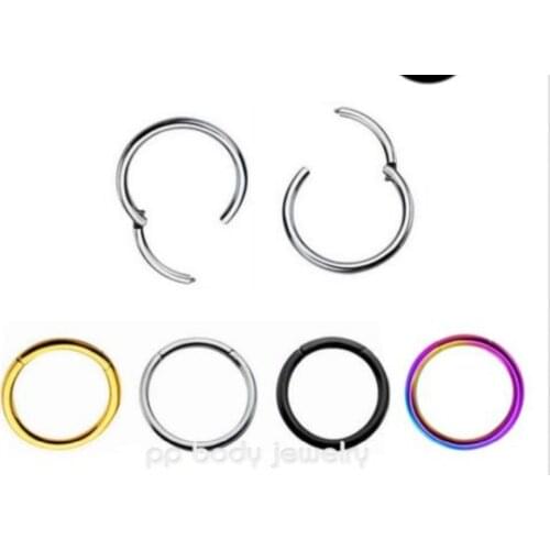 50pcs/lot Free Shipping Titanium Seamless Hinged Segment Ring Clicker Cartilage Nose Hoop Septum