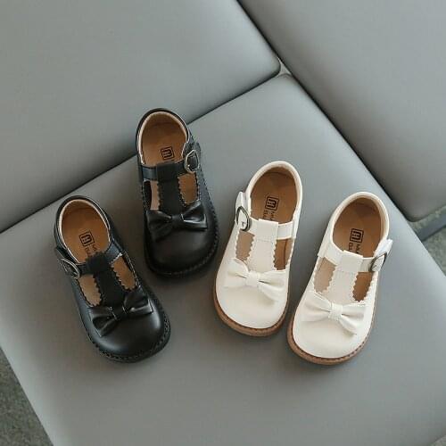 Girls' Single Shoes Cute Bow-knot Princess Shoes Summer New Fashion Soft Bottom Leather Shoes Show Shoes Flats Cute for Wedding