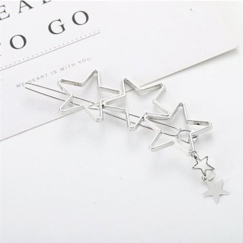 Korean version of simple and cute hairpins hair accessories for women Small fresh five-pointed star girl hairpin Metal clip hair