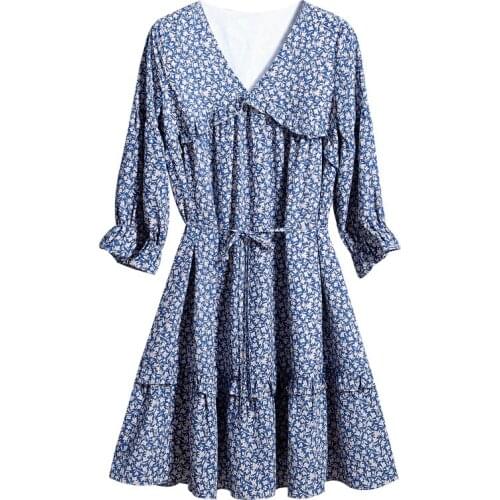 Korean Retro Floral Print Slim Waist Vestido Festa Summer New Style Elegant Pastel Trendy Ukraine Vacation Dress Women