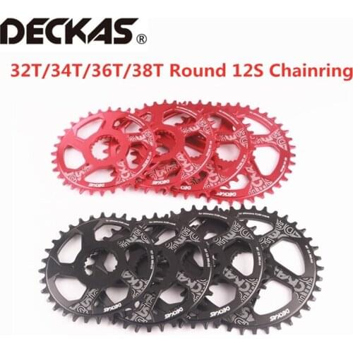 DECKAS 1X12 Speed Round Chainring For M7100 M8100 M9100 Crankset MTB Bike Bicycle Center Lock 30T 32T 34T 36T Red Black Crown