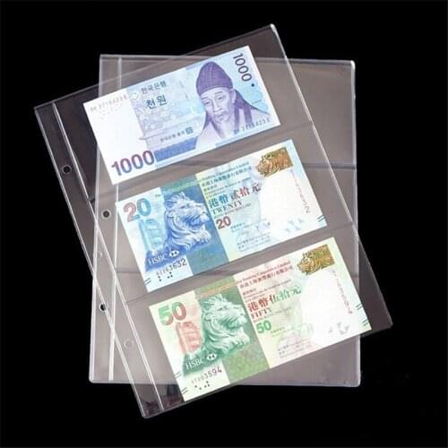 10PCS/Lot 2/3/4 lines /Page PVC inside banknote page collection of Paper Money Coin Album Loose-leaf inners of Coin/Money Holder