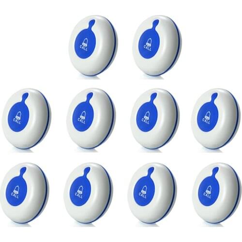 10pcs Service Button Bell Wireless Guest Call Waiter Paging System 1-key push button for hospital/clinic/bar/restaurant K-O1