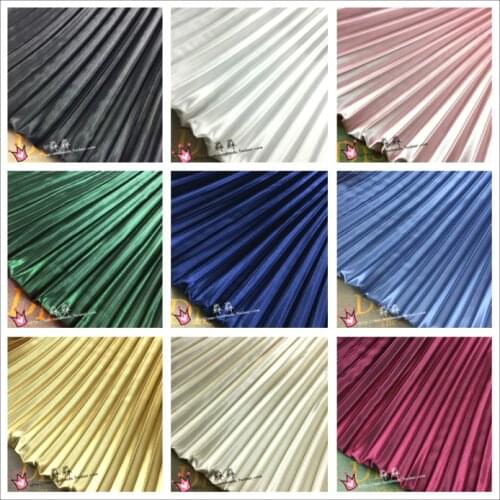Pleated Fabric Silk Clothing Pleated Fabric Solid Color Big Stripes Organ Imitation Thread Is Not Transparent Skirt