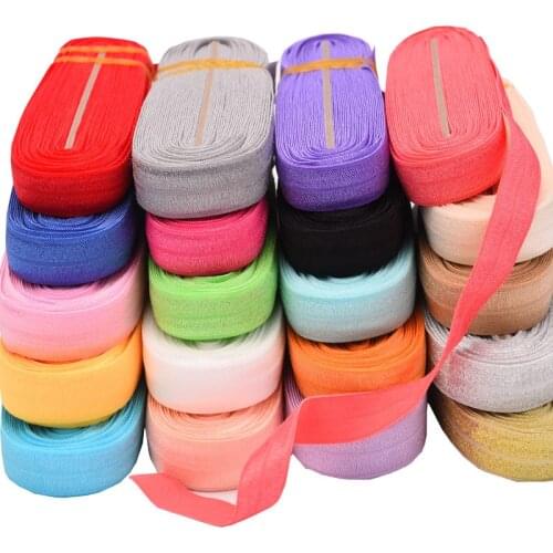 10yds/roll 5/8"cm Solid Fold Over Elastic Hair Accessories FOE Elastic For Hair Ties Headband DIY Headwear