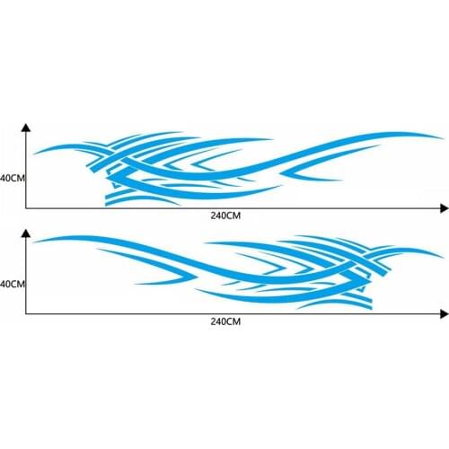 2 pcs Car Side Stickers Flame Pattern Waistline Stripe Sticker Racing Sports Decal Auto Vinyl Film Stickers Universal