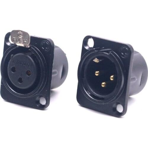 2pcs hi-end brass Gold plated XLR 3-Pin Male Chassis Panel Socket, CD Amplifier XLR balanced Socket