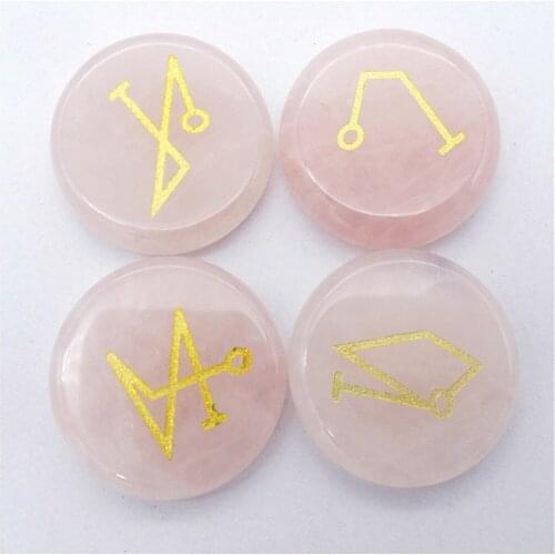 4Pcs/set 25x6mm Wholesale Natural Rose Quartz Seven Chakras Reiki Healing CAB DIY Jewelry Accessories S186