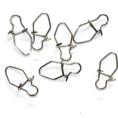 50pcs/lot Diamond Stainless Steel Swivel connector Solid Rings Safety Snaps Strong Pull Fast Clip Lock Pin Fishing Accessories